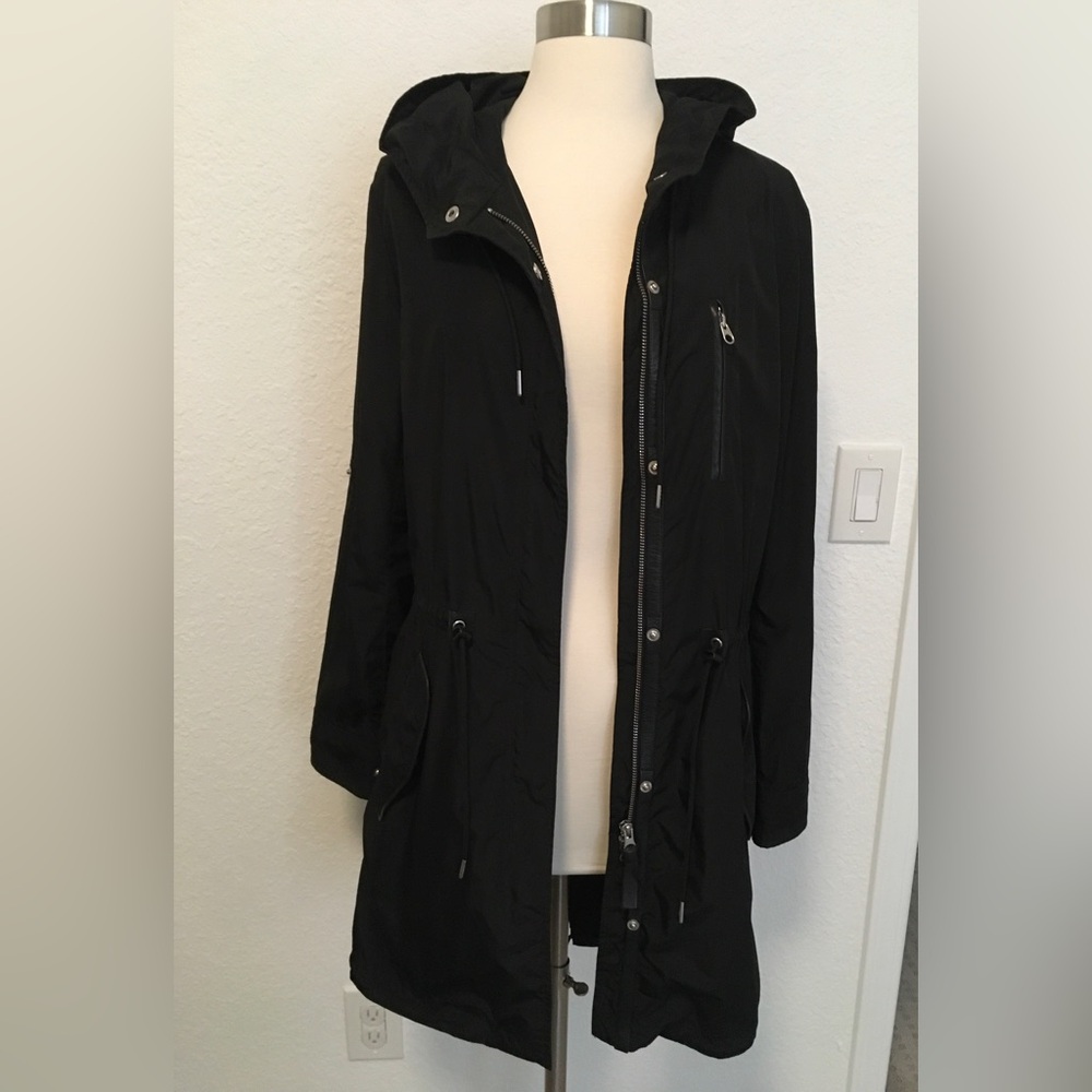 Mackage Black trench coat rain jacket, XS gently worn